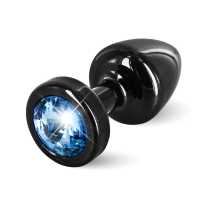 Анальная пробка со стразом Diogol ANNI round black Аквамарин 25 мм Анальная пробка со стразом Diogol ANNI round black Аквамарин 25 мм